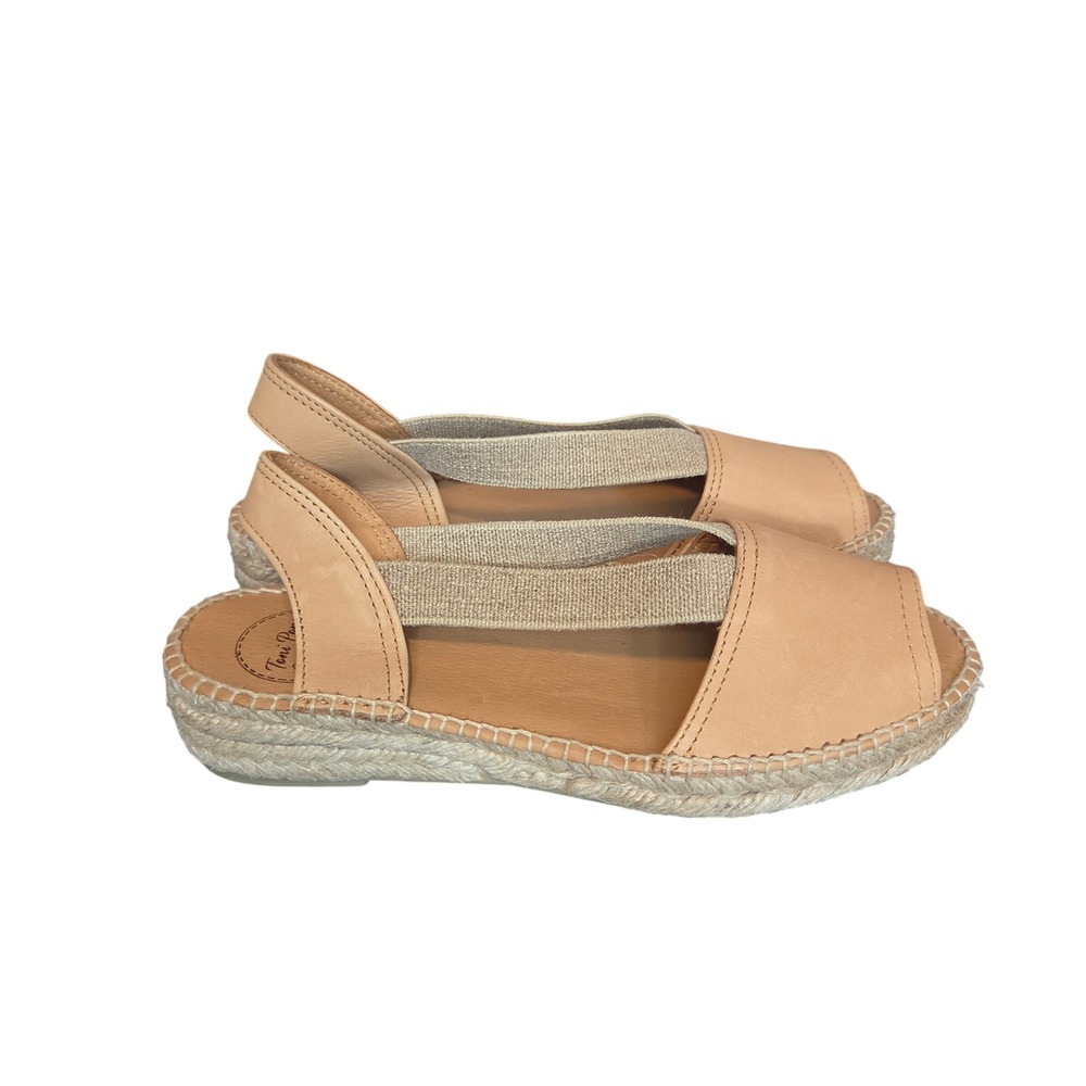 Toni Pons Origen Espadrille Sandals EU 38 US 7.5 Tan Leather Slingback Flats